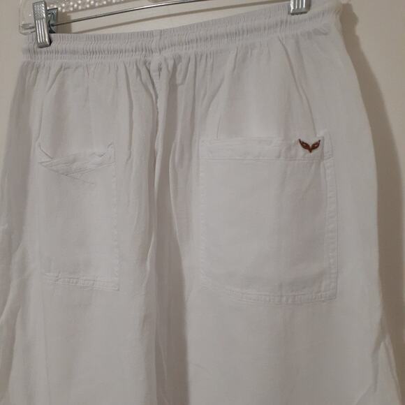 M&B Women's White XL Linen Blend Cotton Pants Drawstring Pockets Made in Peru - Picture 4 of 7